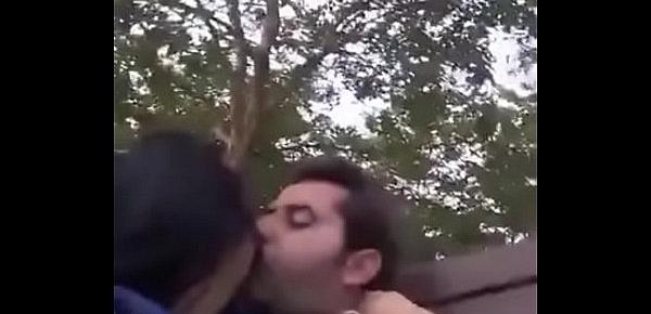  boobs press kissing in park selfi video